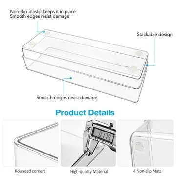 16 Desk Drawer Organizer Set Clear, Makeup Drawer Organizer and Storage with 5 Sizes Bathroom Organizer Drawer, Drawer Organizer Bins Clear Plastic Storage Bins for Drawers Dresser Makeup Kitchen