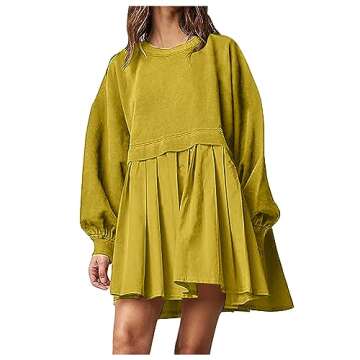 Lenago Women Oversized Sweatshirt Dress Scuba Dupes Sweatshirt Hot Shot Free Patchwork Long Sleeve C...