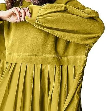 Lenago Women Oversized Sweatshirt Dress Scuba Dupes Sweatshirt Hot Shot Free Patchwork Long Sleeve Crewneck Pullover Tops People Baggy Flowy Pleated Sweatshirts Mini Dress My the Orders Yellow S