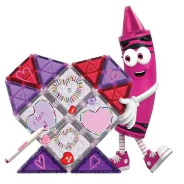 CreateOn Crayola Doodle Valentine Magnetic Tiles, Building Set for Kids, Magnetic Building Toys for ...