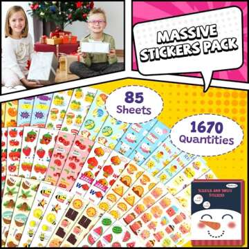 HORIECHALY Scratch and Sniff Stickers for Kid, Smelly Stickers 85 Sheets 17 Scents, Scented Reward Stickers with Cute Pattern and Positive Word, Start Your Scent Sensory Journey Now