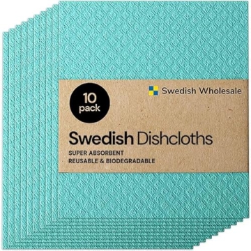 Swedish Wholesale Swedish DishCloths for Kitchen - 10 Pack Reusable Paper Towels Washable - Eco Frie...