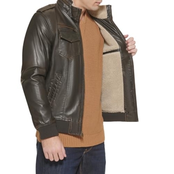 Levi's Men's Faux Leather Bomber Jacket in Dark Brown