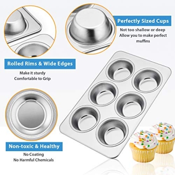 E-far Stainless Steel Muffin Pan Set for Healthy Baking