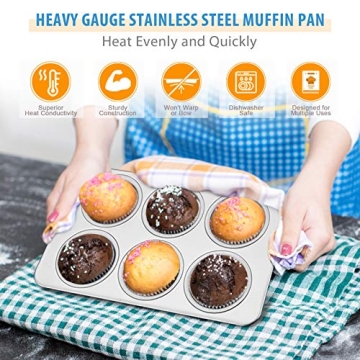 E-far Stainless Steel Muffin Pan Set for Healthy Baking