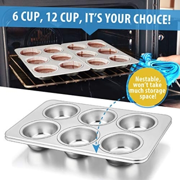 E-far Stainless Steel Muffin Pan Set for Healthy Baking