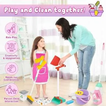 deAO Kids Cleaning Set - 17 Pcs Toy Housekeeping Tools for Fun Learning