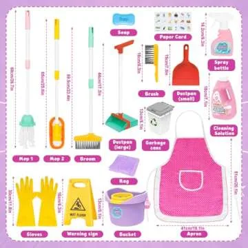 deAO Kids 17-Piece Cleaning Set for Imaginative Play