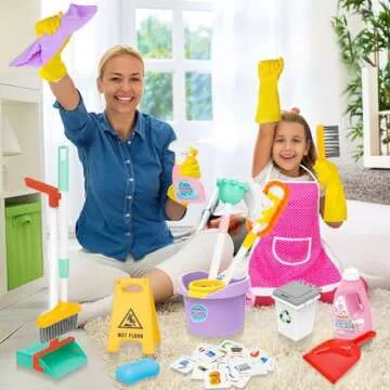 deAO Kids 17-Piece Cleaning Set for Imaginative Play