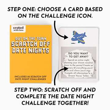 Crated with Love - Date Deck Scratch Off Cards for Couples, Date Night Ideas Card Deck for Mystery Couples Challange, Girlfriend Boyfriend Husband Wife Anniversary Couples Gift