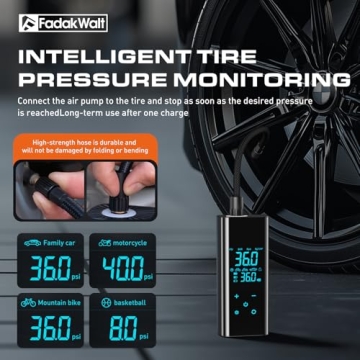 FADAKWALT Tire Inflator Portable Air Compressor, 150 PSI Air Pump for Car Tires with Digital Pressure Gauge，Fast Tire Pump Inflation for Car, Motorcycle, Bicycle and Balls