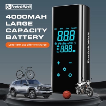 FADAKWALT Tire Inflator Portable Air Compressor, 150 PSI Air Pump for Car Tires with Digital Pressure Gauge，Fast Tire Pump Inflation for Car, Motorcycle, Bicycle and Balls