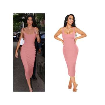 BEAGIMEG Women's Basic Tank Bodycon Sleeveless Solid Casual Long Dress