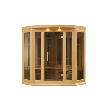 DYNAMIC SAUNAS Maxxus 3 Per Low EMF FAR Infrared Carbon Corner Canadian Hemlock Sauna