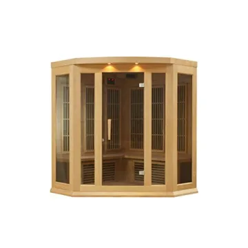 DYNAMIC SAUNAS Maxxus 3 Per Low EMF FAR Infrared Carbon Corner Canadian Hemlock Sauna