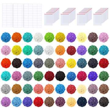 PP OPOUNT 60000 PCS 60 Colors Diamond Art Replacement Square Diamonds with 80 Pieces Self-Seal Bags,...