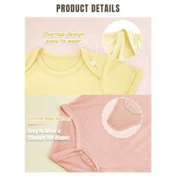 Ekkimy Bamboo Rayon Baby Bodysuit - Soft & Stretchy Infant Outfits (3-Pack)