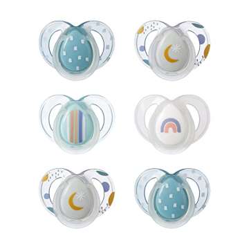 Tommee Tippee Nighttime pacifiers, 6-18 months, 6 pack of glow in the dark pacifiers with symmetrica...