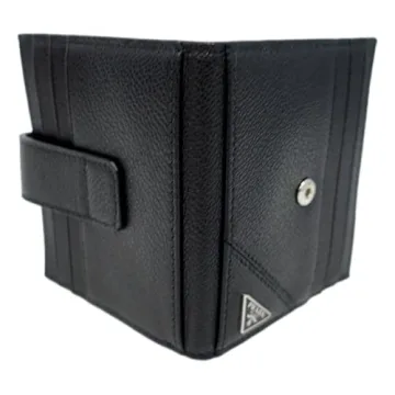Prada Men's Black Leather Bifold Wallet with Logo