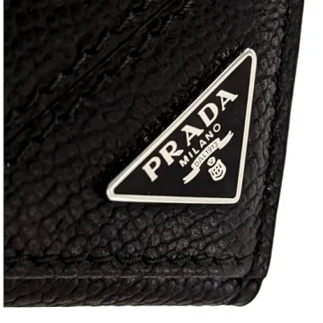 Prada Men's Black Leather Bifold Wallet with Logo