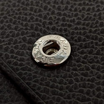 Prada Men's Black Leather Bifold Wallet with Logo