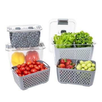 Stackable Fridge Storage Colander Containers for Fresh Produce