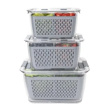 Stackable Fridge Storage Colander Containers for Fresh Produce