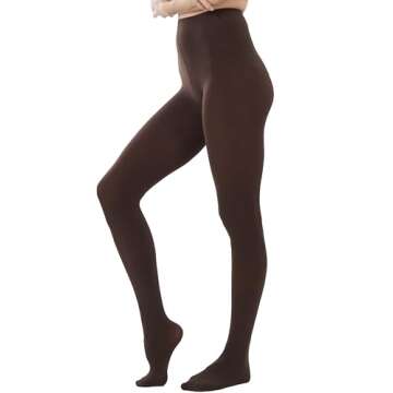 CozyWow Women's 80D Soft Solid Color Semi Opaque Footed Tights High Waist Womens Tights Coffee S-M