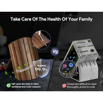 SYOKAMI Knife Set 7 Piece Japanese Style Kitchen Knife Set With Foldable Magnetic Acacia Wood Block ...