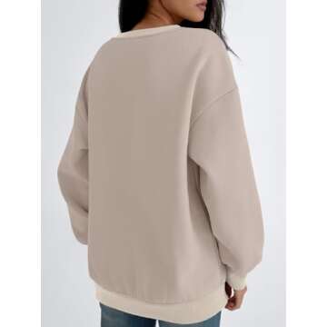 Trendy Queen Womens Oversized Crewneck Sweatshirt Fleeced 2025 Fall Fashion Outfits Clothes Clothing Loose Fit Comfy Crew Neck Color Block Pullover Top