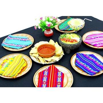 Mexican Fiesta Cloth Napkins, Fiesta Party Supplies in Assorted Colors, Bulk Set of 6 Fiesta placemats for Cinco de Mayo, Mexican Weddings, Coco Size 14x20 Nap001
