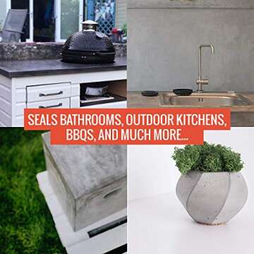 H-SEAL Concrete COUNTERTOP/WORKTOP Sealer | Food Safe/Grade | High Temp | Matte Finish | Waterproof | UV Resistant (1 Liter)