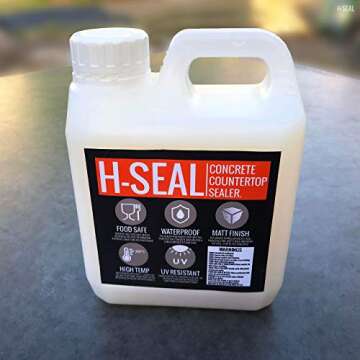 H-SEAL Concrete COUNTERTOP/WORKTOP Sealer | Food Safe/Grade | High Temp | Matte Finish | Waterproof | UV Resistant (1 Liter)