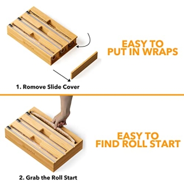 SpaceAid WrapNeat 3-in-1 Bamboo Kitchen Wrap Organizer with Cutter