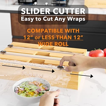 SpaceAid WrapNeat 3-in-1 Bamboo Kitchen Wrap Organizer with Cutter