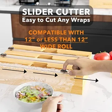 SpaceAid WrapNeat 3-in-1 Bamboo Kitchen Wrap Organizer with Cutter