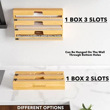 SpaceAid WrapNeat 3-in-1 Bamboo Kitchen Wrap Organizer with Cutter