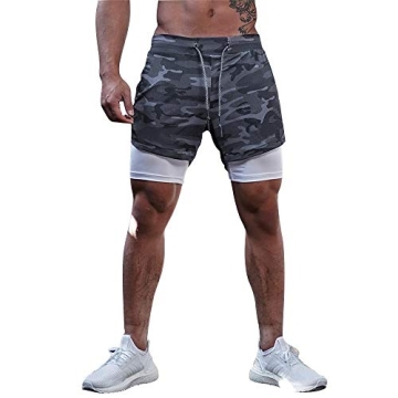 Surenow Men's Running Shorts - 2-in-1 Gym & Sports Shorts