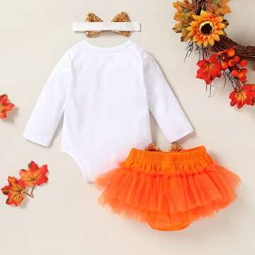 Thanksgiving Outfits Set Baby Girls Gobble 'Til You Wobble Long Sleeve Romper and Pleated Tutu Skirts (Gobble 'Til You Wobble, 0-3 Months)