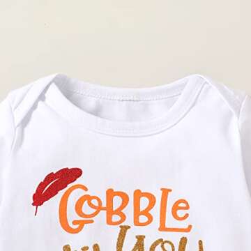 Thanksgiving Outfits Set Baby Girls Gobble 'Til You Wobble Long Sleeve Romper and Pleated Tutu Skirts (Gobble 'Til You Wobble, 0-3 Months)