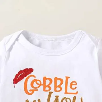 Thanksgiving Outfits Set Baby Girls Gobble 'Til You Wobble Long Sleeve Romper and Pleated Tutu Skirts (Gobble 'Til You Wobble, 0-3 Months)