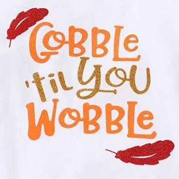 Thanksgiving Outfits Set Baby Girls Gobble 'Til You Wobble Long Sleeve Romper and Pleated Tutu Skirts (Gobble 'Til You Wobble, 0-3 Months)
