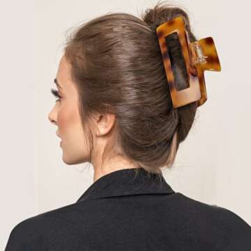 Lolalet Hair Clips Clips for Thick Hair, 4.1 Inch Large Acrylic Hair Claw Clips Strong Hold Big Rectangle Jaw Clamps for Long Curly Hair -2 Pack/Style A