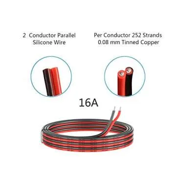 EvZ 33ft 16AWG Super Flexible Silicone Electric Wire for All Projects