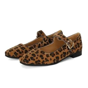 DOEYG Leopard Ballet Flats for Women Casual Stylish Shoes