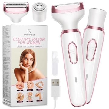 Electric Razor - Shaver - Trimmer for Women: 2 in 1 Painless Body Razors and Facial Hair Remover - R...