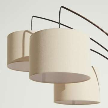 Brightech Trilage Arc Floor Lamp for Living Room, Multi Head Tree Floor Lamp for Bedroom, 3 Lights Standing Lamps Hanging Over The Couch - Oil Rubbed Bronze