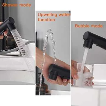 Matte Black Pull Out Sprayer Bathroom Faucet - Modern Design