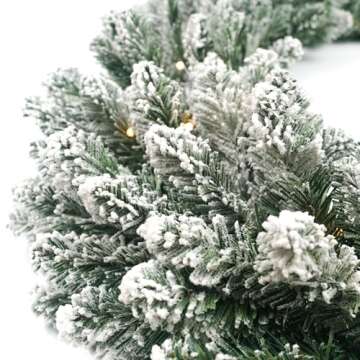 HomeKaren Christmas Garland 9 Ft by 12 Inch Prelit Fraser Fir Xmas Garland with 50 LED Lights, Real Like Lush and Classics Green Style for Indoor Outdoor Home Decoration (Brief-Flocked_Battery)