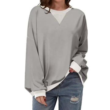 AlvaQ Colorblock Oversized Sweatshirt for Women - Soft & Stylish Pullover Tunic Tops